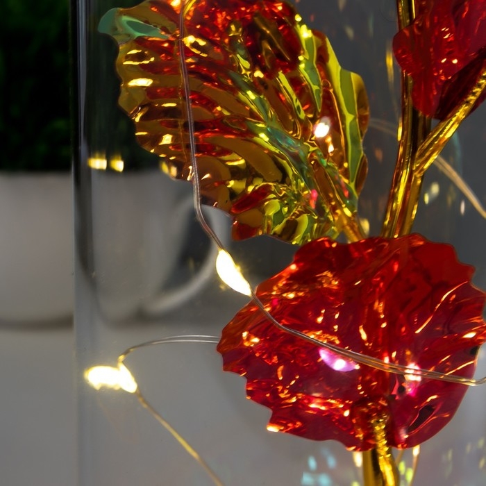 Ночник колба Ночник колба "Красный цветок" LED от батареек 3хААА 11х11х21,5 см RISALUX