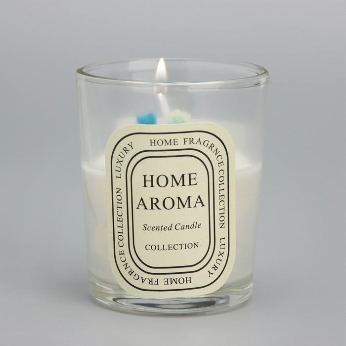 Свеча ароматическая в стакане  Свеча ароматическая в стакане "Sweet Love", белый чай, цветы МИКС, 5,5х6,5 см