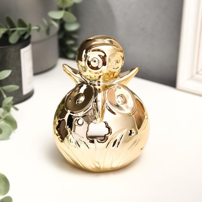 Подсвечник керамика на 1 свечу Подсвечник керамика на 1 свечу "Филин с совёнком на голове" МИКС 12,5х8,5х8 см