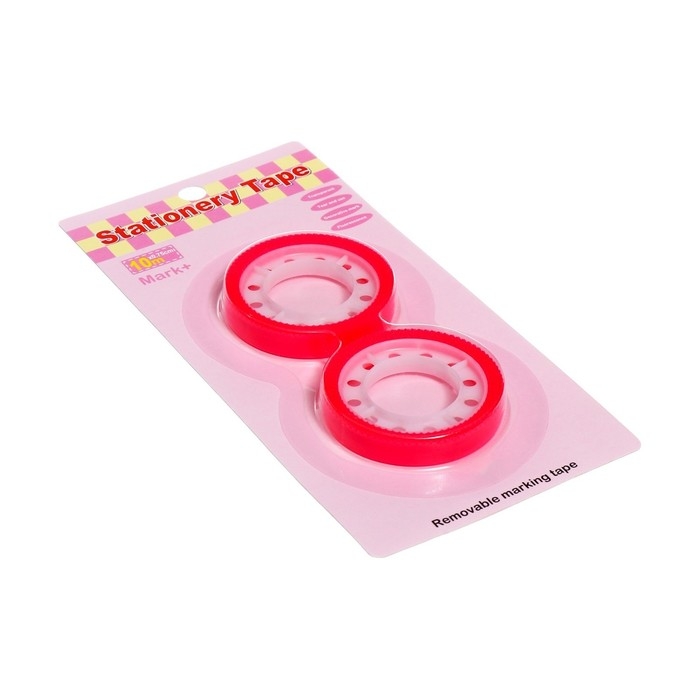 Набор 2 штуки, клейкая лента текстовыделительная (отклеиваемая) 75 мм х 10 м, красная Набор 2 штуки, клейкая лента текстовыделительная (отклеиваемая) 75 мм х 10 м, красная