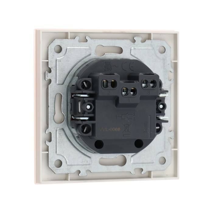 Выключатель TOT Matte Glass, 10 А, 2 кл., скрытый, стекло, бежевый