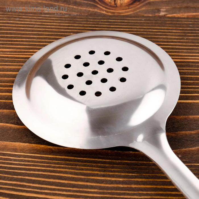 Шумовка для казана узбекская 45см, диаметр 12см, с деревянной ручкой Шумовка для казана узбекская 45см, диаметр 12см, с деревянной ручкой