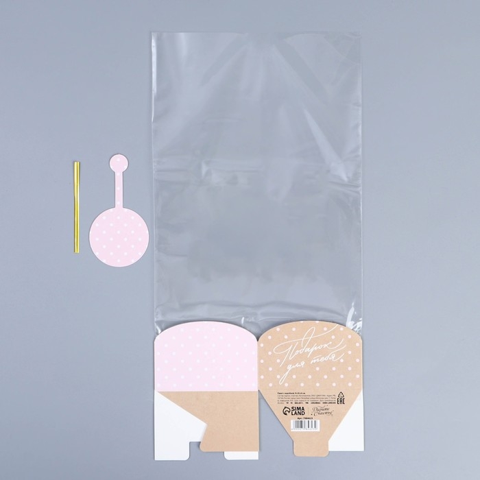 Пакет подарочный с коробкой, упаковка, «Подарок для тебя», 9 х 9 х 35 см