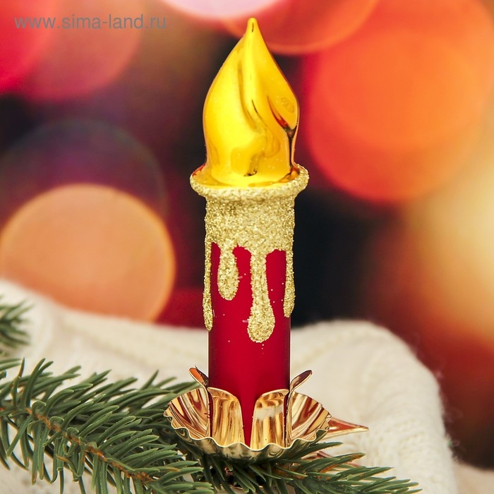 Ёлочная игрушка Ёлочная игрушка "Свеча" h-8,7 см, микс