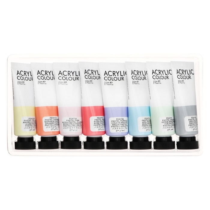 Краска акриловая в тубе, набор 8 цветов х 22 мл, BRAUBERG HOBBY, пастельные оттенки, 192406 Краска акриловая в тубе, набор 8 цветов х 22 мл, BRAUBERG HOBBY, пастельные оттенки, 192406