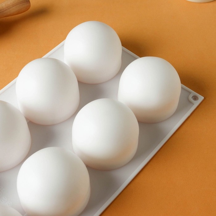 Форма для муссовых десертов и выпечки KONFINETTA «Шарики», 29,7×17,4×3,7 см, 8 ячеек, цвет белый Форма для муссовых десертов и выпечки KONFINETTA «Шарики», 29,7×17,4×3,7 см, 8 ячеек, цвет белый