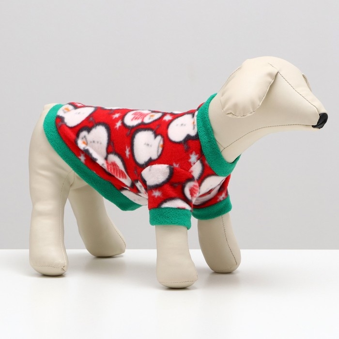 Толстовка для животных "Снеговик", размер XS, красная (ДС 21, ОШ 20, ОГ 30 см)