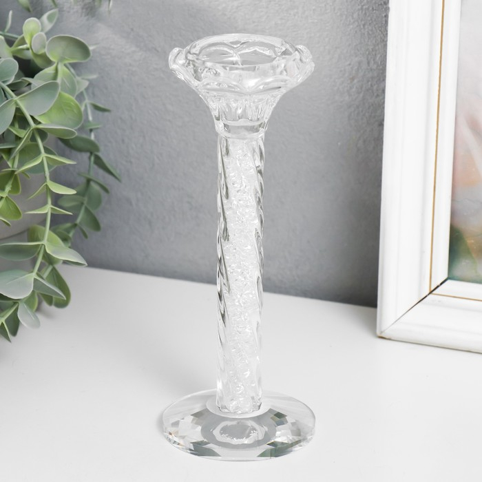 Подсвечник стекло на 1 свечу  Подсвечник стекло на 1 свечу "Спираль" 18х7х7 см