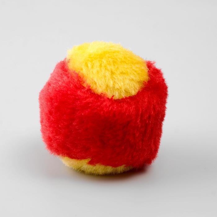 Шарик меховой для кошек, жёлтый/красный Шарик меховой для кошек, жёлтый/красный