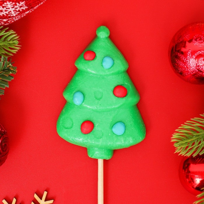 Новый год. Карамель леденцовая на палочке Новый год. Карамель леденцовая на палочке "3D Ёлочка с узорами", 40 г