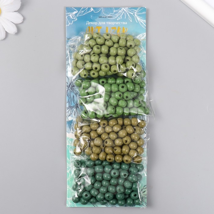 Набор бусины для творчества дерево Набор бусины для творчества дерево "Лес" d-0,8 см, 4 цвета х 15 гр