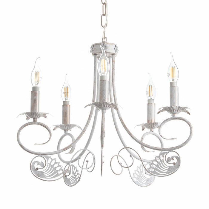 Люстра Люстра "Элессия" 5xE14 40Вт белый с золотой патиной 55х55х41,5-100 см BayerLux