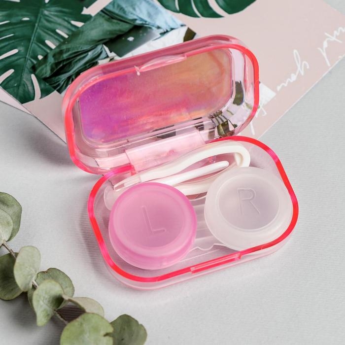 Контейнер для линз в наборе Контейнер для линз в наборе "Киса", голография, 6,5 см × 4,5 см