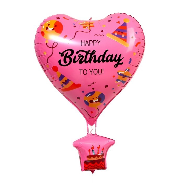 Шар фольгированный 32" &laquo;Полёт на воздушном шаре&raquo;, цвет розовый