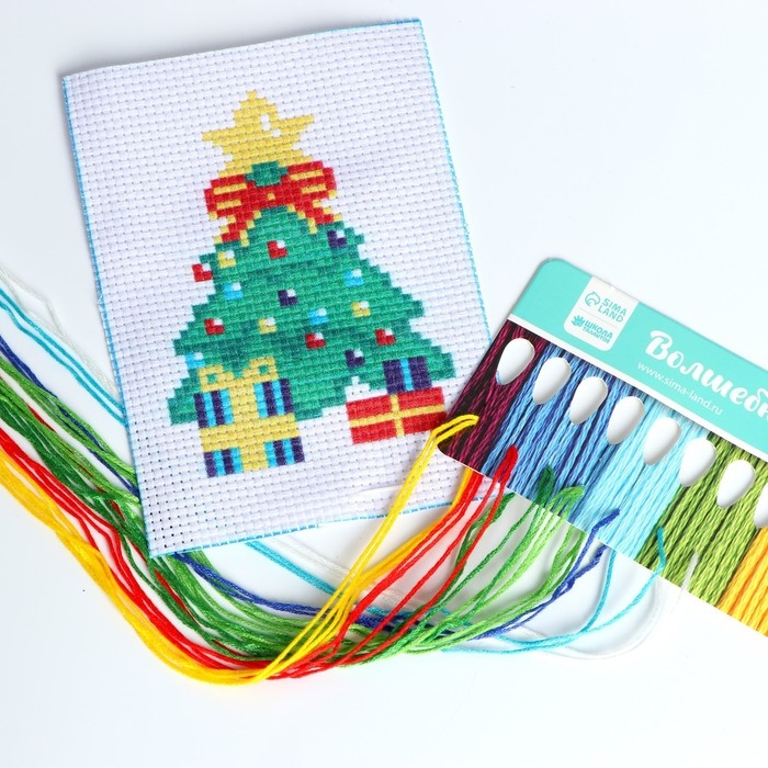 Вышивка крестиком на новый год «Ёлочка», 14 х 10 см, новогодний набор для творчества Вышивка крестиком на новый год «Ёлочка», 14 х 10 см, новогодний набор для творчества