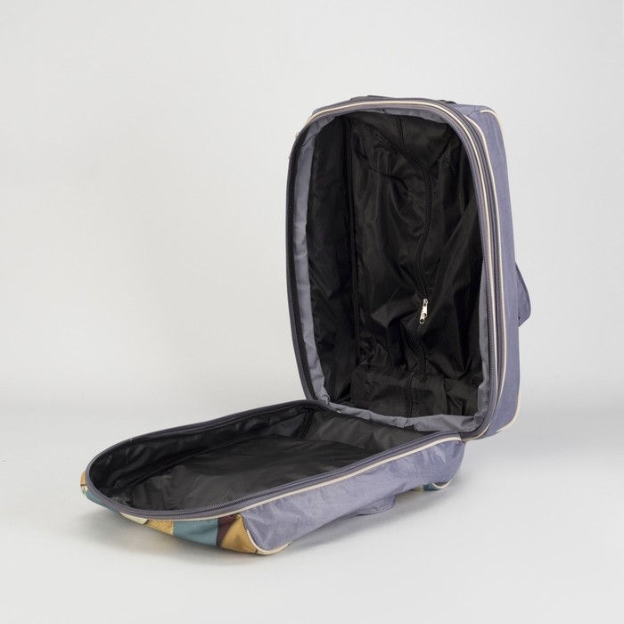 Чемодан малый 20" с сумкой, отдел на молнии, наружный карман, цвет серый