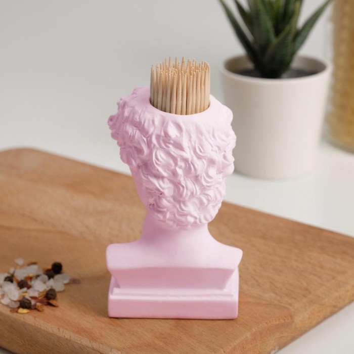 Подставка для зубочисток «Давид», розовая, 5х5х9 см Подставка для зубочисток «Давид», розовая, 5х5х9 см