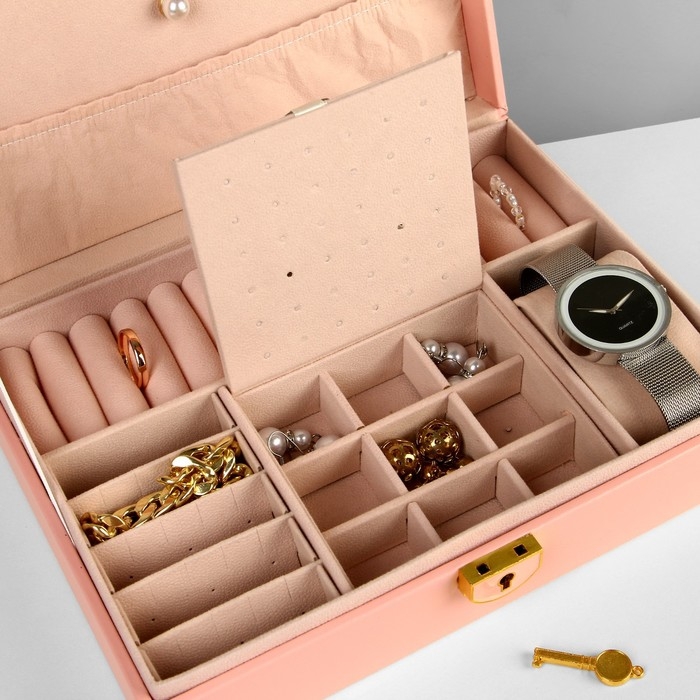 Подставка для украшений &laquo;Шкатулка&raquo; 1 ярус, 17&times;23&times;6,5 см, цвет розовый