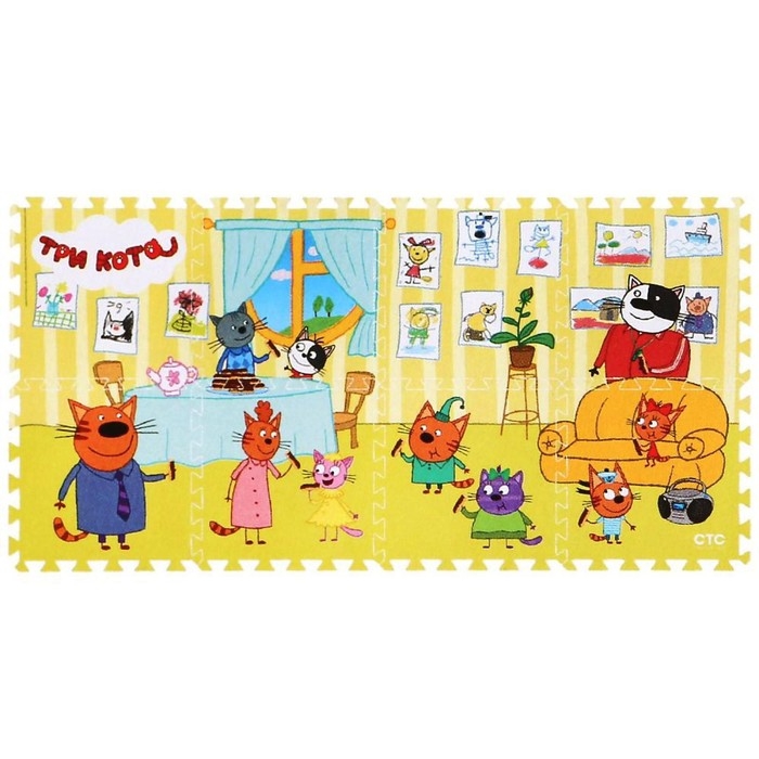 Коврик-пазл «Три кота» 8 элементов, в пакете Коврик-пазл «Три кота» 8 элементов, в пакете