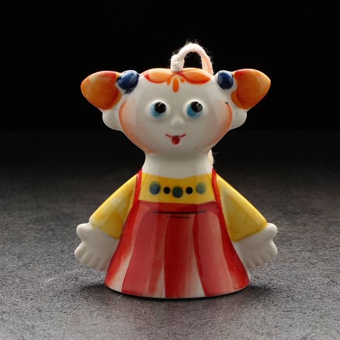 Колокольчик фарфоровый  Колокольчик фарфоровый "Девочка", авторская роспись, 9 см