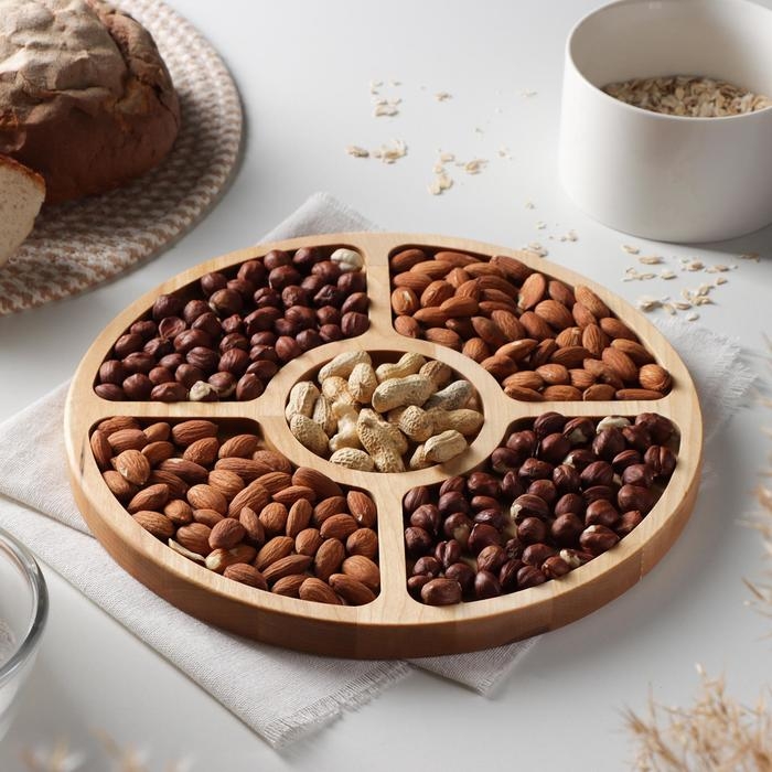 Менажница круглая Доляна, d=27 см, 5 секций, берёза Менажница круглая Доляна, d=27 см, 5 секций, берёза