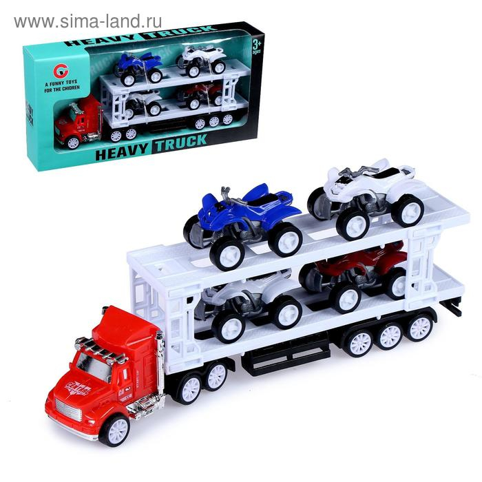 Грузовик инерционный &laquo;Автовоз&raquo;, с 4 квадроциклами, МИКС