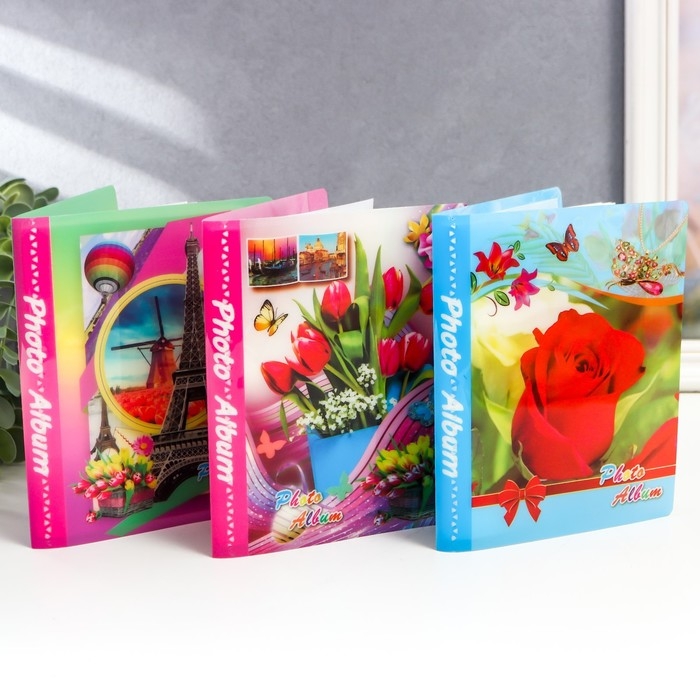 Фотоальбом на 36 фото 10х15 см  Фотоальбом на 36 фото 10х15 см "Цветочник" МИКС 16,5х12,5х1,5 см