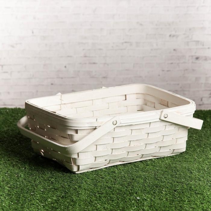 Корзина «Плетёнка», белая, 31,5×12×25,5 см, шпон Корзина «Плетёнка», белая, 31,5×12×25,5 см, шпон