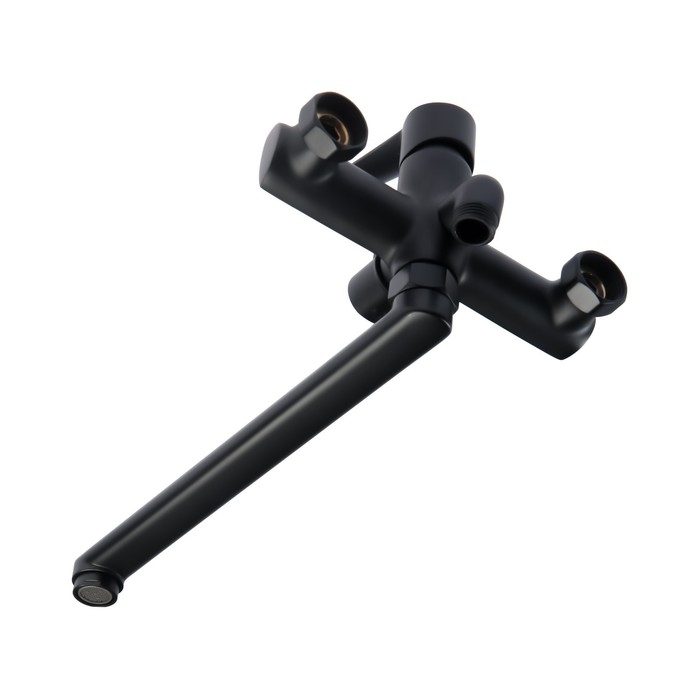 Смеситель для ванны Accoona A71300F, однорычажный, излив 300 мм, душевой набор, черный Смеситель для ванны Accoona A71300F, однорычажный, излив 300 мм, душевой набор, черный