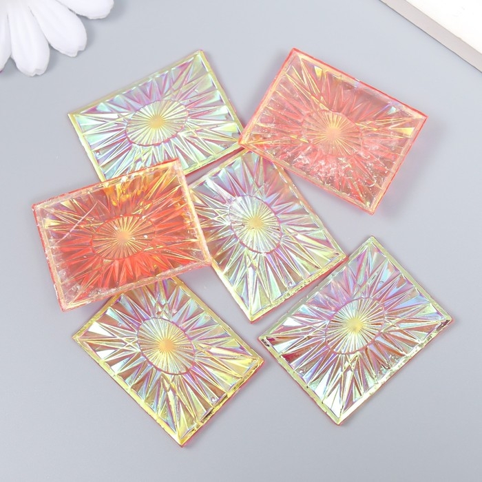 Декор для творчества пластик Декор для творчества пластик "Вспышка" голография розовый набор 6 шт 4х3 см