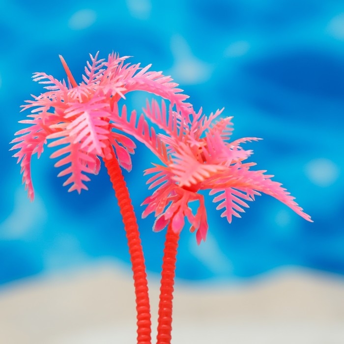 Растение искусственное аквариумное  Растение искусственное аквариумное "Пальма", светящееся, 10 см, красное