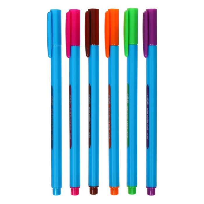 Набор ручек шариковых 6 цветов в блистере Набор ручек шариковых 6 цветов в блистере