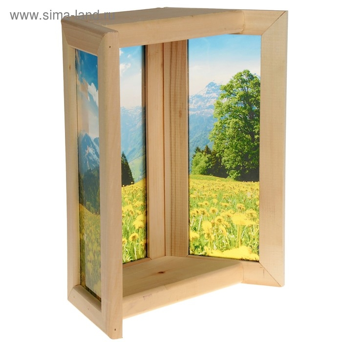 Абажур деревянный Абажур деревянный "Одуванчики" со вставками из стекла с УФ печатью, 33х29х12см