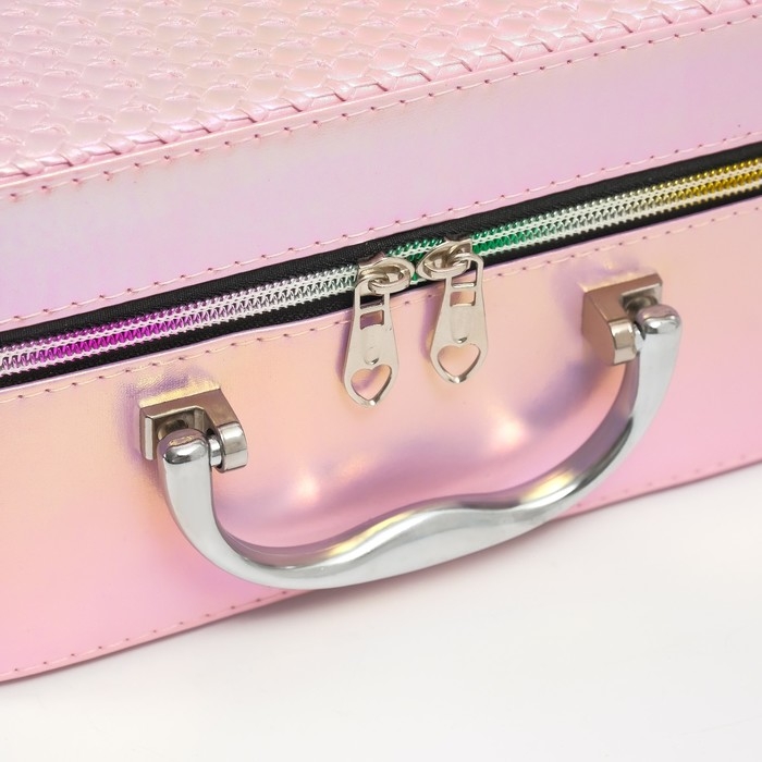 Шкатулка кожзам с зеркалом Шкатулка кожзам с зеркалом "Плетение" розовая н-р 3 шт 19,4х12,5х8 22х16х9 11,5х24,5х18,5 см