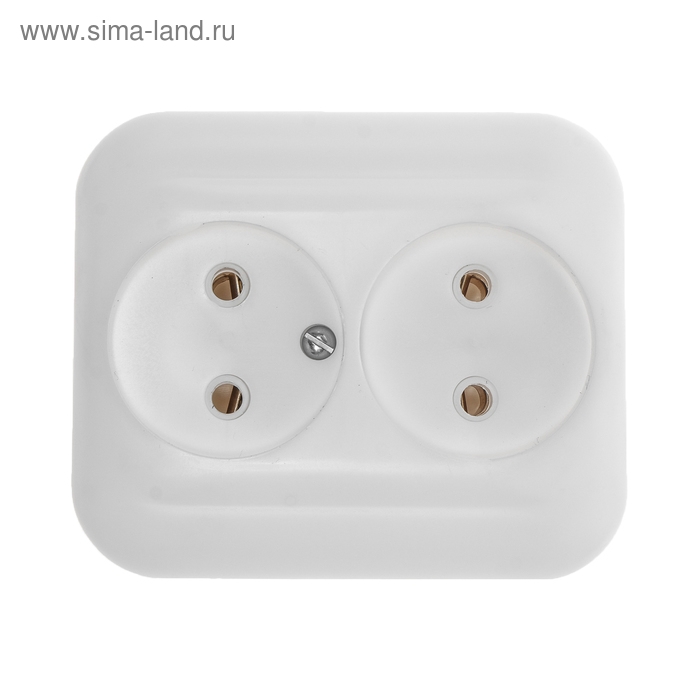 Розетка  Розетка "Элект" РС 16-007, 16 А, 250 В, двухместная, скрытая, без з/к, белая