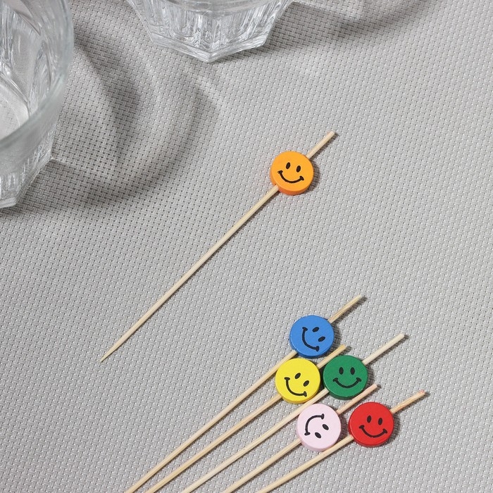 Шпажки Доляна «Улыбка», 12 см, набор 25 шт, цвет МИКС Шпажки Доляна «Улыбка», 12 см, набор 25 шт, цвет МИКС
