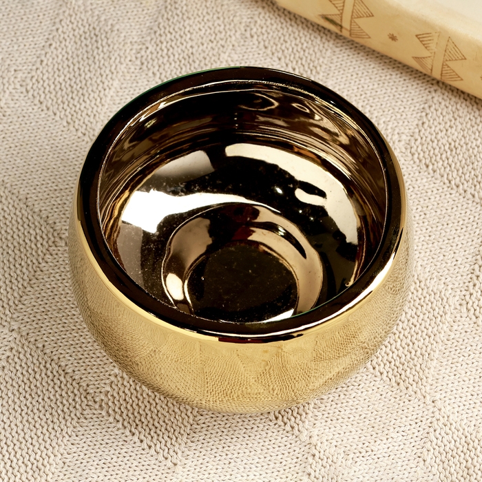 Кашпо - бонсай  Кашпо - бонсай "Лайт" для кактусов и суккулентов, золотое, 13х13х7см