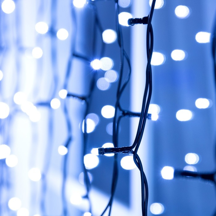 Гирлянда «Занавес» 2 × 3 м, IP44, УМС, тёмная нить, 760 LED, свечение белое, мерцание, 220 В