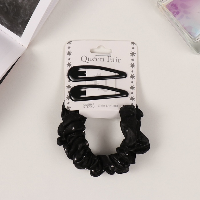 Набор для волос Набор для волос "Глория блеск" (2 резинки 5,5 см, 2 невидимки 5 см) чёрный