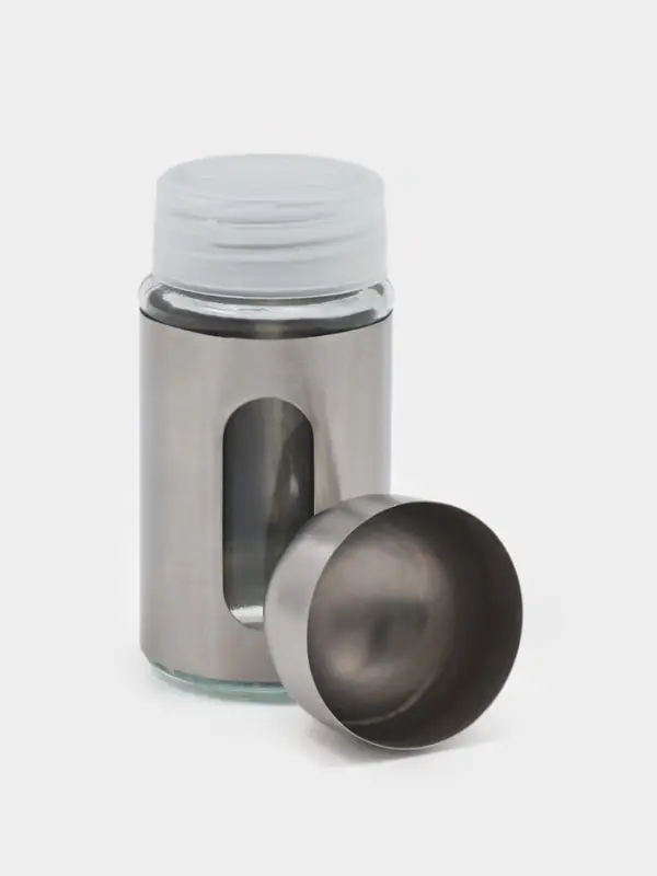 Набор для специй &laquo;Патрон&raquo;, перечница и солонка 90 мл, с металлической крышкой, стекло