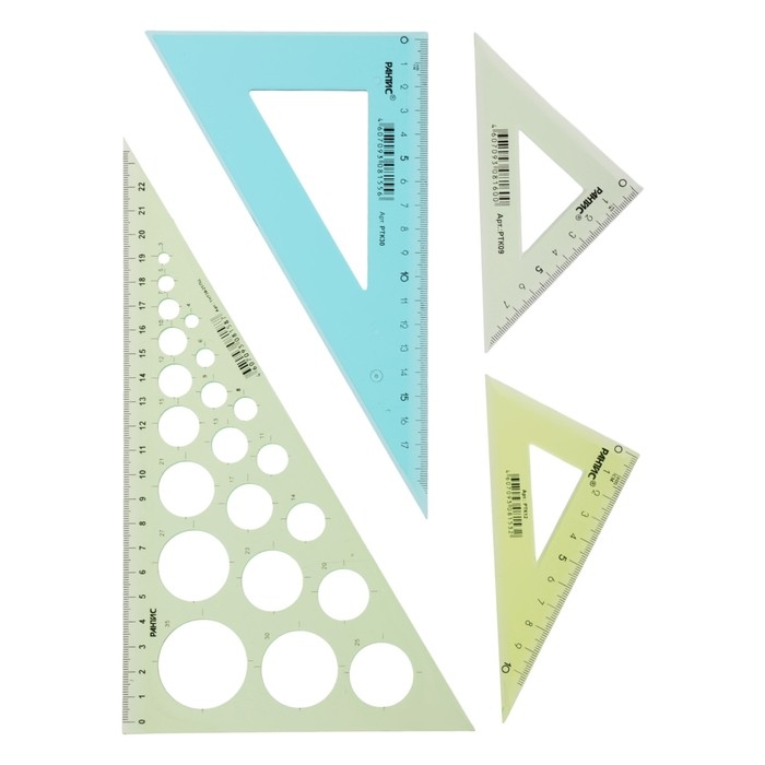 Набор треугольников 4 штуки, Calligrata катет 9/12/20/25 см, с окружностями, прозрачные, МИКС Набор треугольников 4 штуки, Calligrata катет 9/12/20/25 см, с окружностями, прозрачные, МИКС