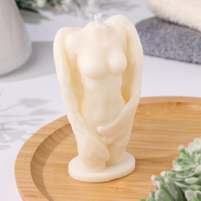 Свеча фигурная из натурального воска  Свеча фигурная из натурального воска "Женская фигура. Ангел", 9,5 см, 70 г, 1 ч, белый