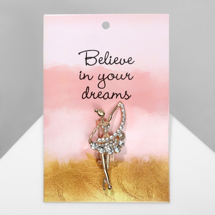 Брошь «Балерина» с лентой, цвет белый в золоте Брошь «Балерина» с лентой, цвет белый в золоте