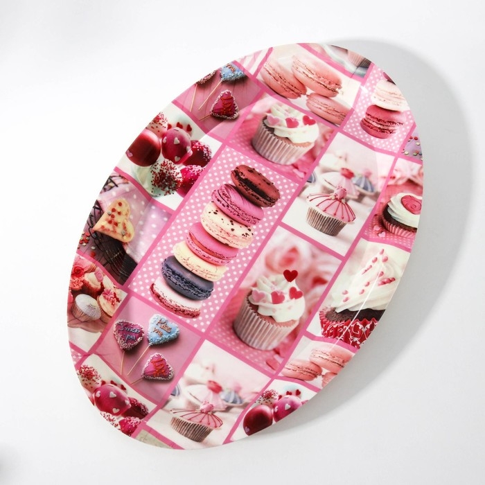 Поднос овальный Доляна «Макаруны», 37×24×3 см, цвет МИКС Поднос овальный Доляна «Макаруны», 37×24×3 см, цвет МИКС