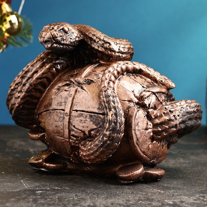 Копилка Копилка "Змея с бочкой" малая медь, 14х19х12см