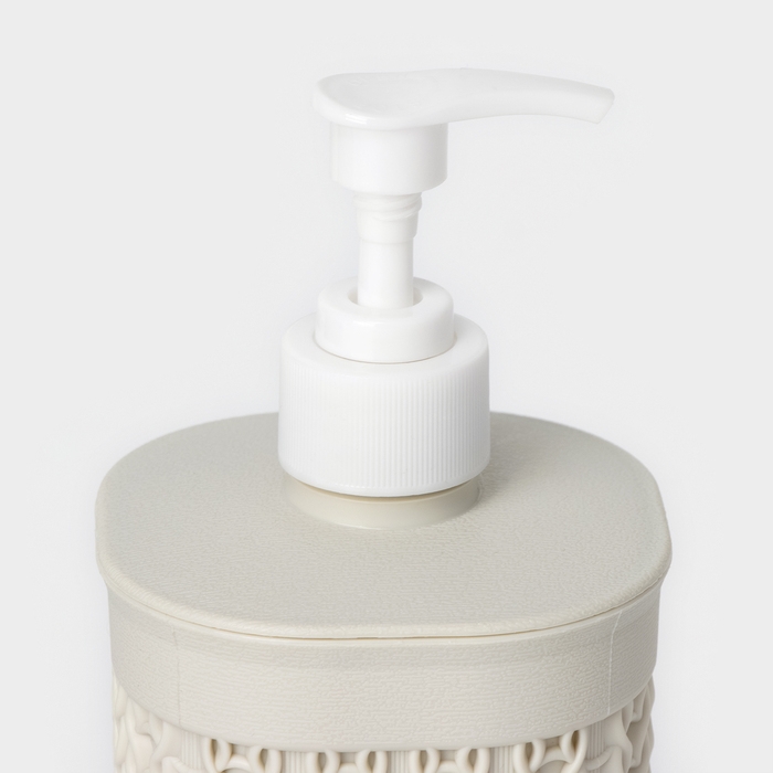 Дозатор для мыла «Вязание», 500 мл, цвет белый ротанг Дозатор для мыла «Вязание», 500 мл, цвет белый ротанг