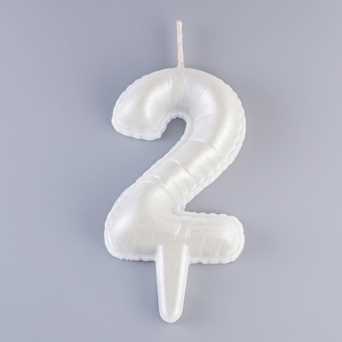 Свеча в торт Свеча в торт "Шары", цифра "2", жемчужный, 5,5 см