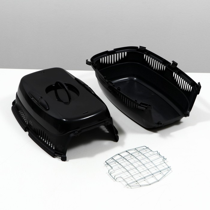 Переноска для животных до 12 кг  Переноска для животных до 12 кг "Пижон" 49х33х32см, металлическая дверь,  черная