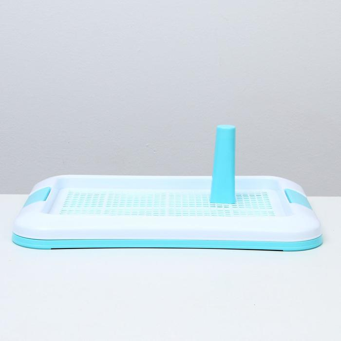 Туалет для собак с сеткой и столбиком, 45 х 35 х 4,5 см, голубой Туалет для собак с сеткой и столбиком, 45 х 35 х 4,5 см, голубой