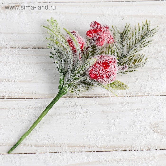 Декор  Декор "Зимнее очарование" ягодки звезда хвоя иней, 15 см